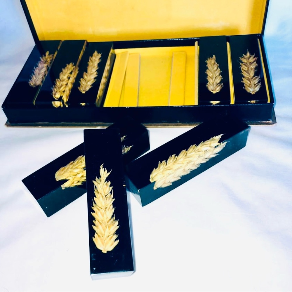 Vintage Mid Century Modern Lucite Knife Rest Set of 8 Wheat